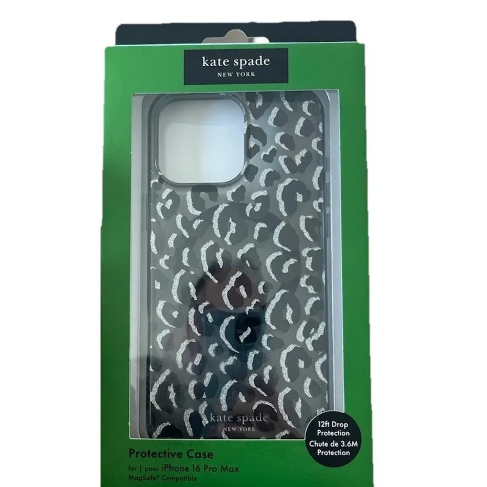 KATE SPADE Protective Case Magsafe For IPHONE 16 PRO MAX Good Black‎ Leopard